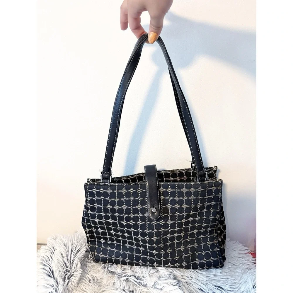 Kate Spade Vintage Canvas Shoulder Bag Gray Black